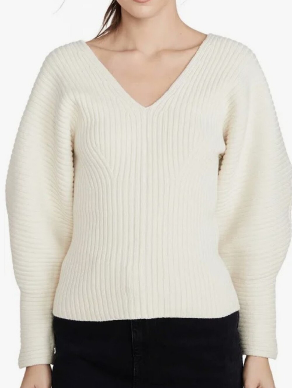 Mara Hoffman Olla Cotton Blend Ribbed V-Neck Dolman Sleeve  Seeater S NWOT